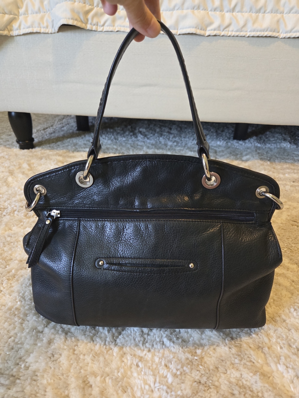 b. makowsky Black Leather Dual-Zip Crossbody Tote - Picture 2 of 16